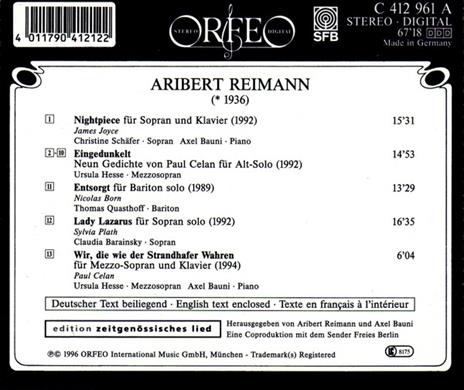 Lieder - CD Audio di Aribert Reimann - 2