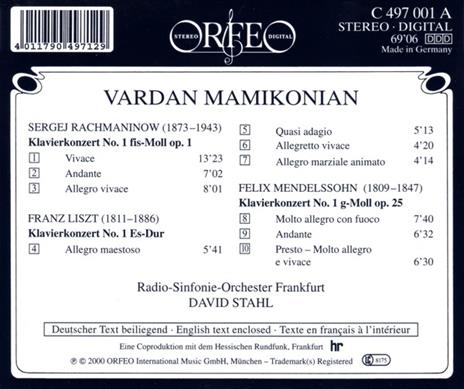 Concerti per pianoforte - CD Audio di Franz Liszt,Sergei Rachmaninov,Felix Mendelssohn-Bartholdy - 2