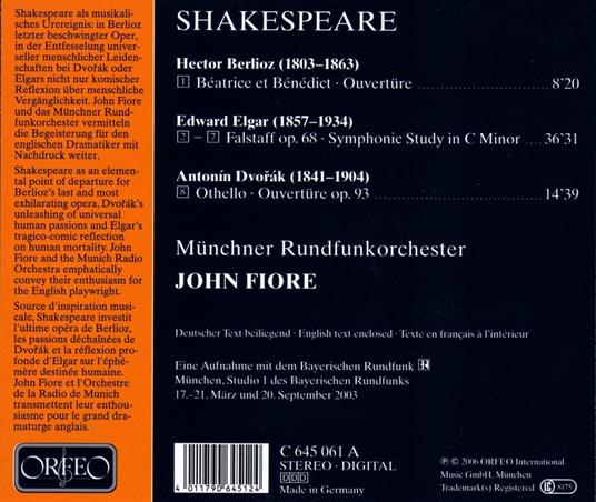 Shakespeare - CD Audio di Hector Berlioz,Antonin Dvorak,Edward Elgar,Radio Symphony Orchestra Monaco - 2