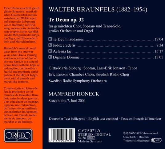 Te Deum - CD Audio di Walter Braunfels - 2