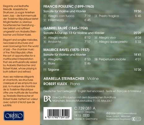 Poulenc Faure Ravel:sonates Violo - CD Audio di Arabella Steinbacher - 2