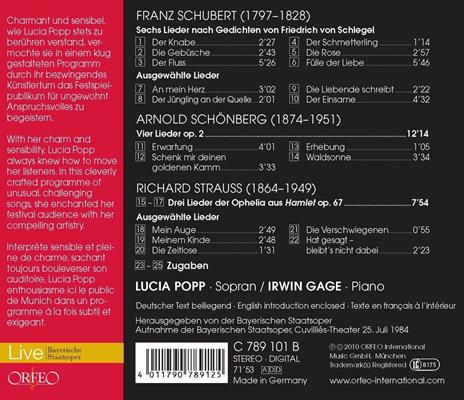 Lieder - CD Audio di Arnold Schönberg,Franz Schubert,Richard Strauss,Lucia Popp,Irwin Gage - 2