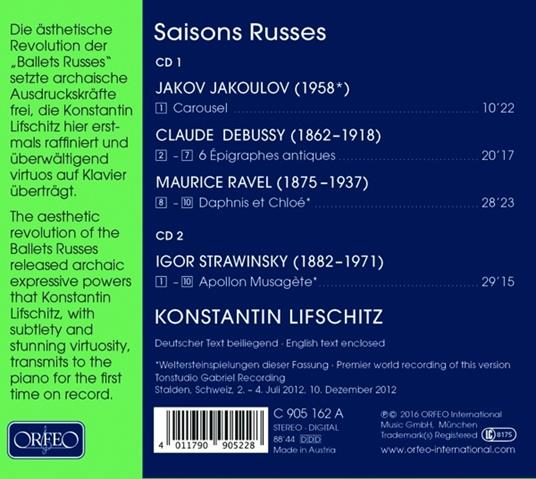 Daphnis et Chloé - CD Audio di Konstantin Lifschitz - 2