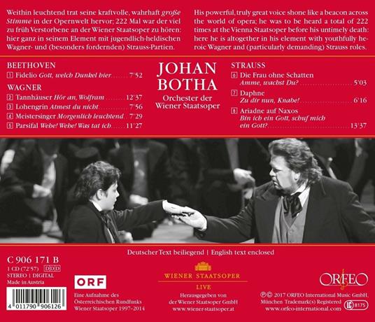 Wiener Staatsoper Live 1997-2014 - CD Audio di Ludwig van Beethoven,Richard Strauss,Richard Wagner,Johann Botha - 2