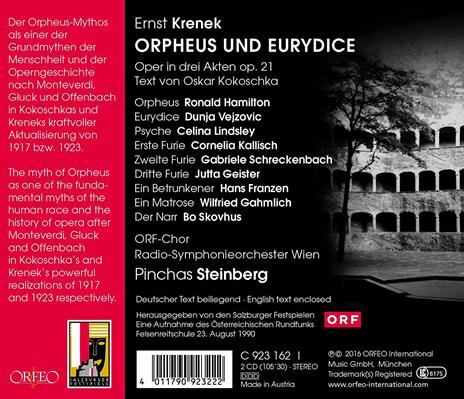 Orfeo ed Euridice - CD Audio di Pinchas Steinberg,Wiener Symphoniker,Ernst Krenek - 3