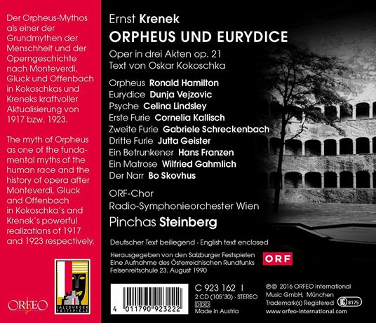 Orfeo ed Euridice - CD Audio di Pinchas Steinberg,Wiener Symphoniker,Ernst Krenek - 3