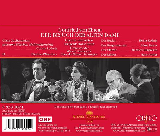 Der Besuch Der Alten Dame - CD Audio di Orchestra dell'Opera di Stato di Vienna,Gottfried von Einem,Coro dell'Opera di Vienna - 2