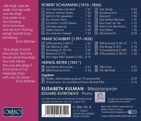 Lieder - CD Audio di Franz Schubert,Robert Schumann,Herwig Reiter,Elisabeth Kulman - 2