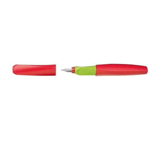 Penna stilografica Pelikan Twist ricaricabile per destrimani e mancini, impugnatura ergonomica triangolare Rosso-Verde - 2