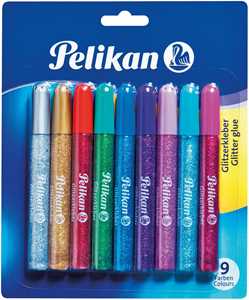 Cartoleria Colla glitter Pelikan  5ml. Confezione da 9 pezzi. Colori assortiti Pelikan