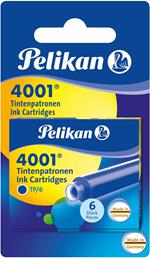 Set cartucce inchiostro Pelikan 4001 per stilografiche TP6 . Confezione da 12 pezzi. 2 Scatole da 6 cartucce. Blu Royal