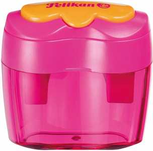 Cartoleria Temperamatite Pelikan con serbatoio doppio foro serie Flower. Confezione da 1 pezzo. Colori assortiti (blu o rosa) Pelikan