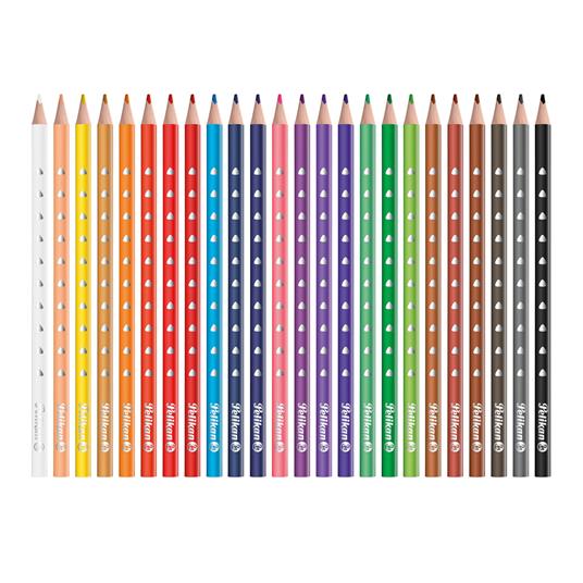 Matite colorate Pelikan triangolari ergonomiche per bambini. Confezione da 24 colori serie Silverino. Diametro 3 mm - 3