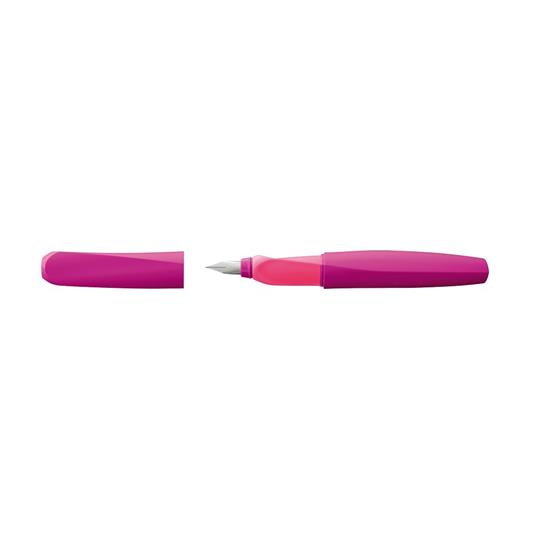 Penna stilografica Pelikan Twist ricaricabile per destrimani e mancini, impugnatura ergonomica triangolare Fucsia-Rosa - 2
