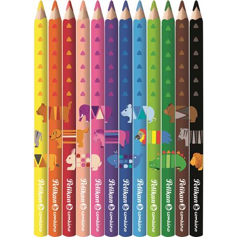 Matite colorate triangolari ergonomiche Jumbo linea Combino. 12 Colori + 1 grafite con confezione regalo in metallo - 4