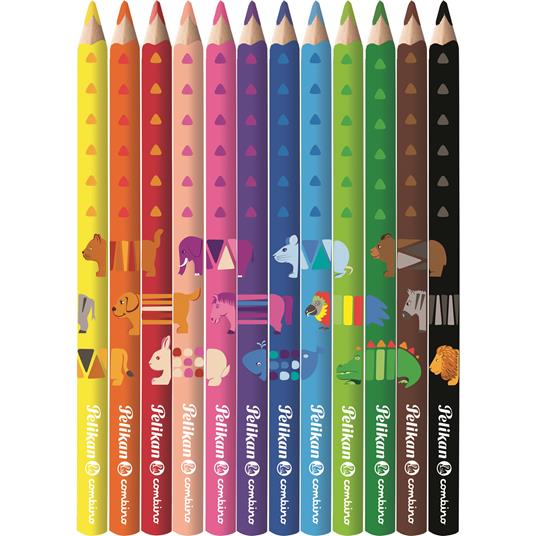 Matite colorate triangolari ergonomiche Jumbo linea Combino. 12 Colori + 1 grafite con confezione regalo in metallo - 4