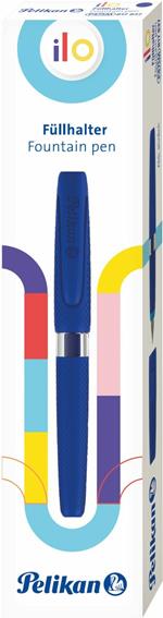 Penna stilografica Pelikan ILO. Con impugnatura ergonomica extra-soft, per mancini e destri, blu