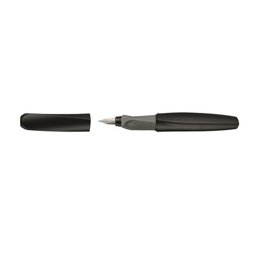 Penna stilografica Pelikan Twist ricaricabile per destrimani e mancini, impugnatura ergonomica triangolare Nero-Grigio - 2