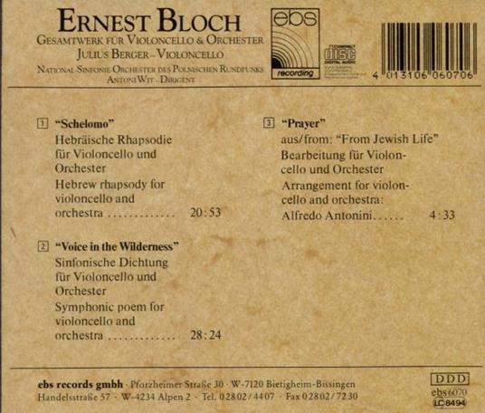 Saemtliche Werke fur Vio - CD Audio di Ernest Bloch - 2