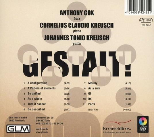 Gestalt! - CD Audio di Cornelius Claudio Kreusch,Anthony Cox,Johannes Tonio Kreusch - 2