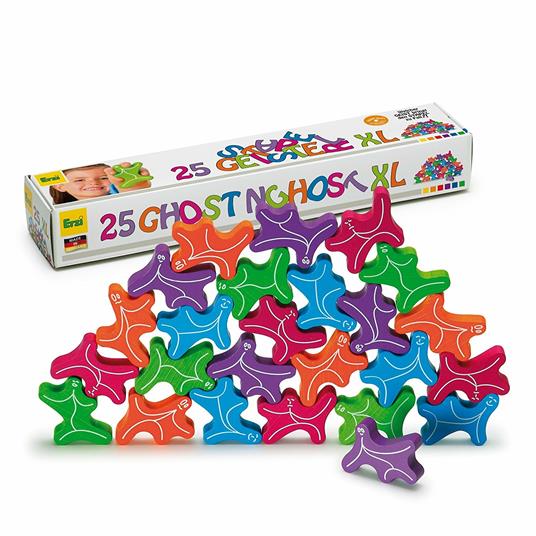 Erzi 42264. Gioco Ghost N Ghost Xl, 25 Fantasmi In Legno Di Faggio Da Impilare