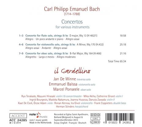 Concertos for Various Ins - CD Audio di Carl Philipp Emanuel Bach - 2