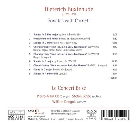 Sonate with Cornett - CD Audio di Dietrich Buxtehude - 2