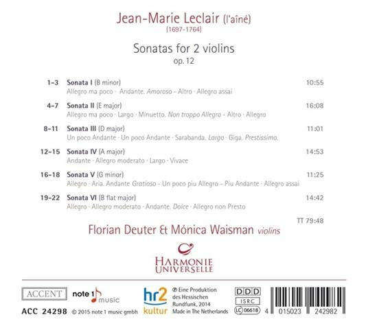 Sonate per 2 violini - CD Audio di Jean-Marie Leclair - 2