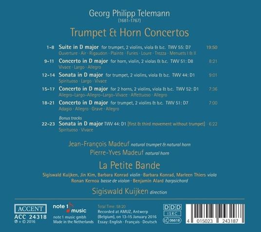 Trumpet & Horn Concertos - CD Audio di Georg Philipp Telemann - 2