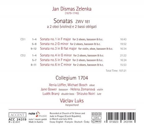 Sonatas Zwv181 - CD Audio di Jan Dismas Zelenka - 2