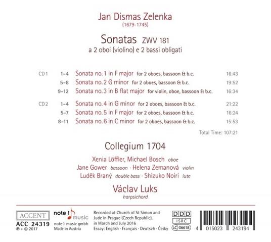 Sonatas Zwv181 - CD Audio di Jan Dismas Zelenka - 2