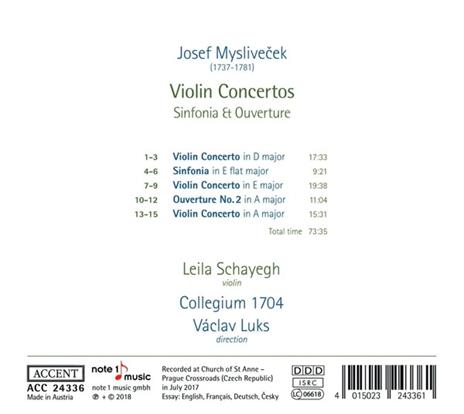 Violin Concertos - Sinfonia Et Overture - CD Audio di Josef Myslivecek - 2
