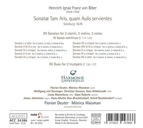 Sonatae Tam Aris, Quam Aulis Servientes - CD Audio di Florian - Harmonie Universelle Deuter - 2