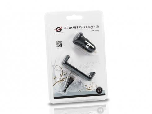 Conceptronic CUSBCAR2AKIT Auto Nero caricabatterie per cellulari e PDA - 2