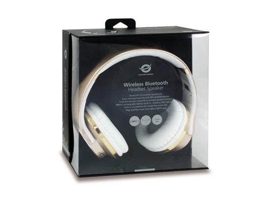 Conceptronic CHSPBTNFCSPKG cuffia e auricolare Padiglione auricolare Oro, Bianco - 2