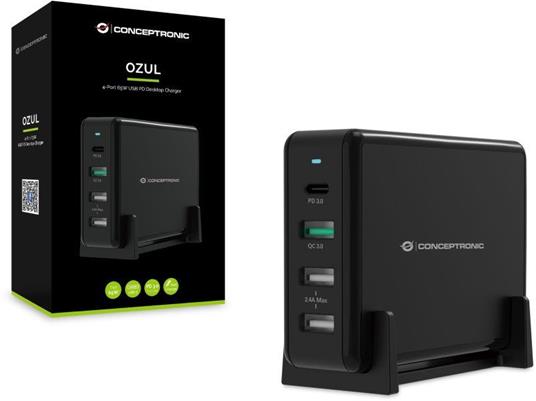 Conceptronic OZUL01B Caricabatterie per dispositivi mobili Nero Interno - 2