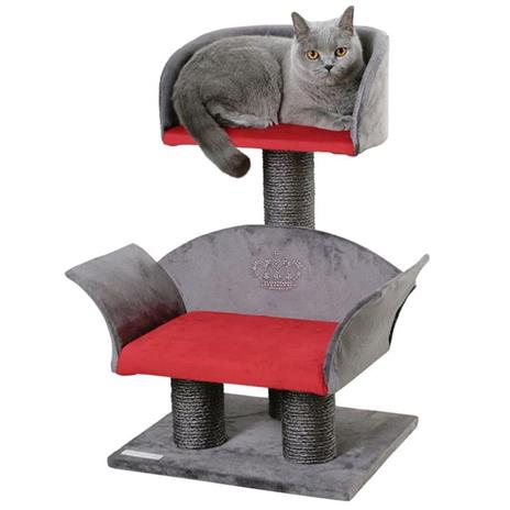 Kerbl Tiragraffi per Gatti Lounge Deluxe Grigio e Rosso 81548 - 2