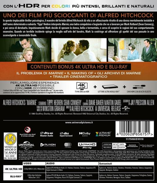 Marnie (4K Ultra Hd+Blu-ray) di Alfred Hitchcock - Blu-ray + Blu-ray Ultra HD 4K - 2