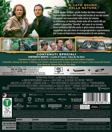 Twister (4K Ultra Hd+Blu-ray) di Jan De Bont - Blu-ray + Blu-ray Ultra HD 4K - 2