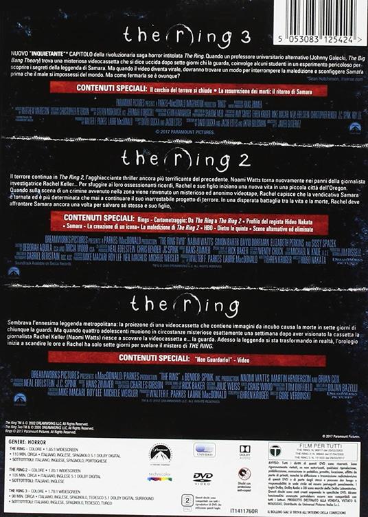 The Ring Collection (3 DVD) di Hideo Nakata,F. Javier Gutiérrez - 2