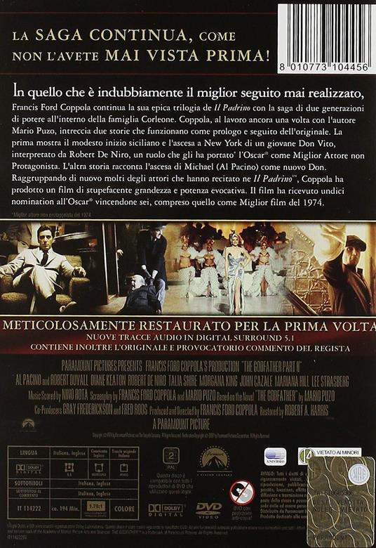Il padrino. Parte seconda (DVD) di Francis Ford Coppola - DVD - 2
