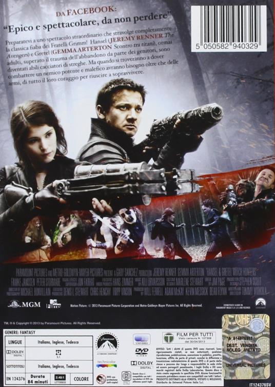 Hansel & Gretel. Cacciatori di streghe (DVD) di Tommy Wirkola - DVD