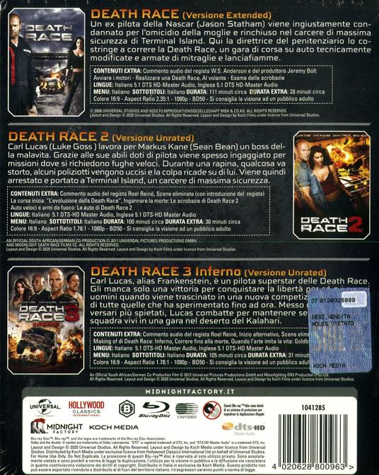 Death Race Collection (3 Blu-ray) di Paul W. S. Anderson,Rob Reiné - 2
