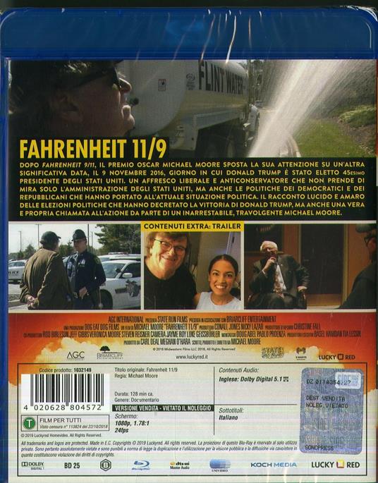 Fahrenheit 11/9 (Blu-ray) di Michael Moore - Blu-ray - 2