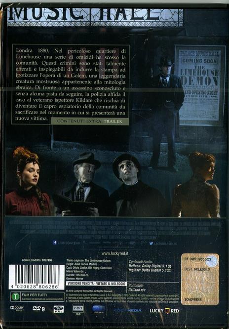 The Limehouse Golem. Mistero sul Tamigi (DVD) di Juan Carlos Medina - DVD - 2