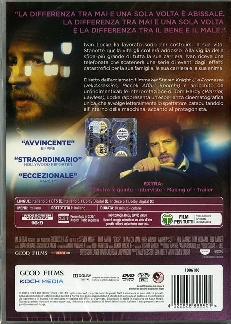 Locke di Steven Knight - DVD - 2