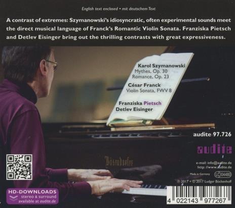 Mythes op.30 - Romanza op.23 - Musica per violino e pianoforte - CD Audio di César Franck,Karol Szymanowski,Franziska Pietsch,Detlev Eisinger - 2