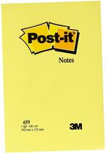 3M Post-It. 100 Foglietti Post-It Colore Giallo Canary 102X152Mm