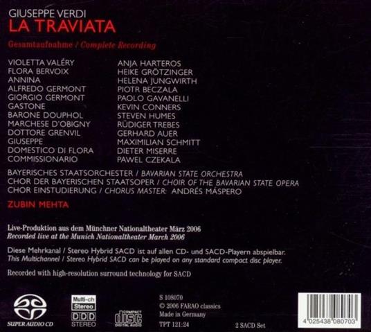 La Traviata - SuperAudio CD ibrido di Giuseppe Verdi,Zubin Mehta - 2