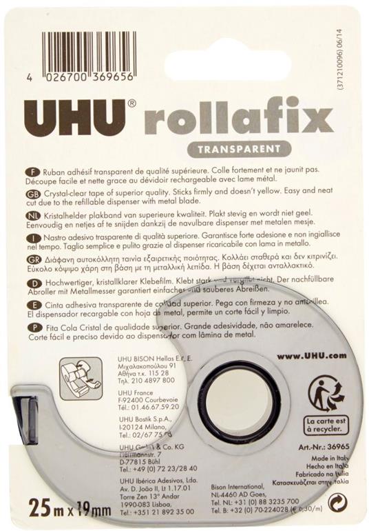 Rollafix nastro adesivo trasparente con dispenser 25mt - 5